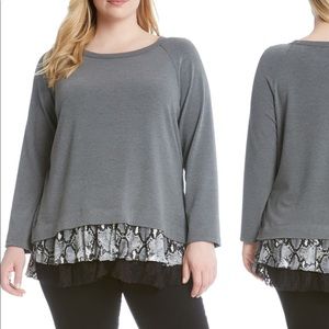 Plus size Karen Kane Contrast Hem Sweater